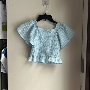 Kids Light Blue Smocked Top